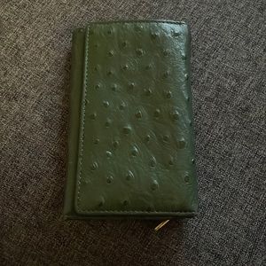 Dark green ostrich embossed leather wallet bought in Italy great condition